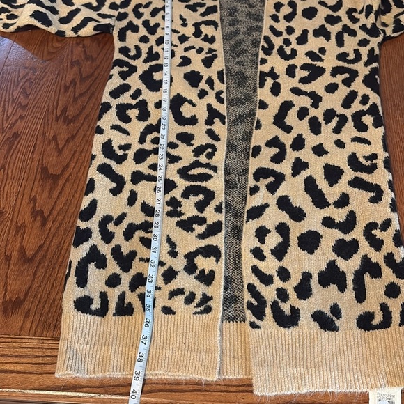 NWT Comfy Luxe women’s tan camel black leopard long cardigan ONE SIZE super soft - Picture 10 of 13